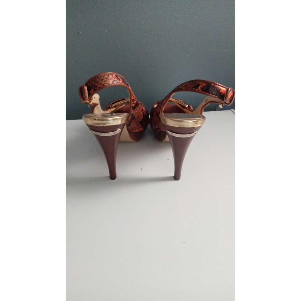 Michael Kors‎ Slingback Heels Snakeskin Peep Toe Stiletto Pumps - Picture 4 of 7